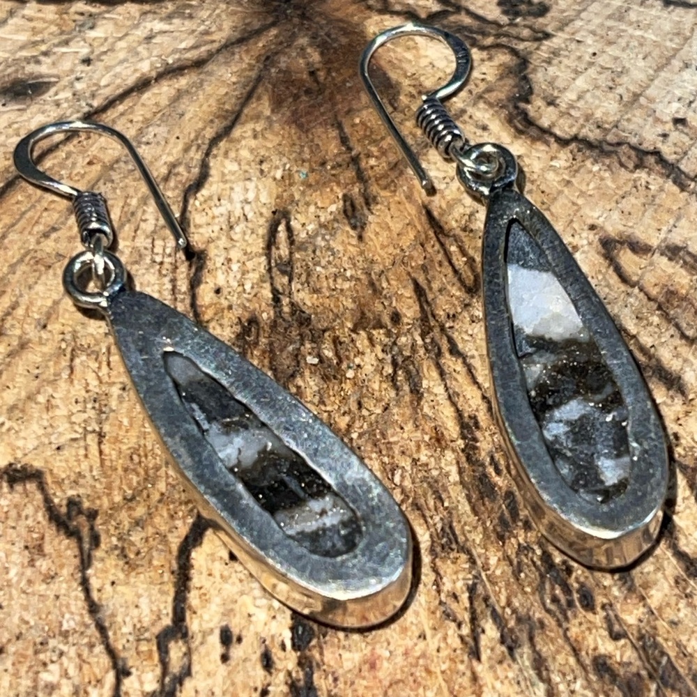 White Buffalo Turquoise Earrings 1 7/8” - Picture 11 of 14